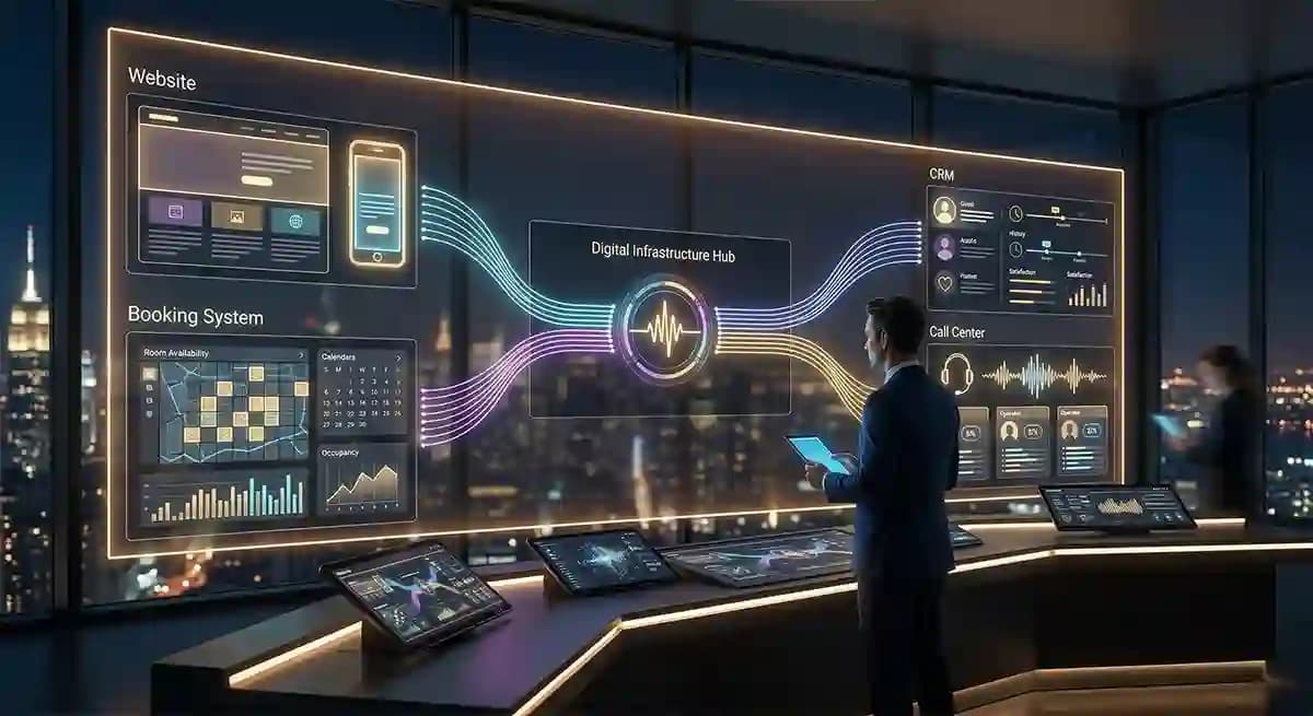 Hotel website, booking engine, and CRM integration